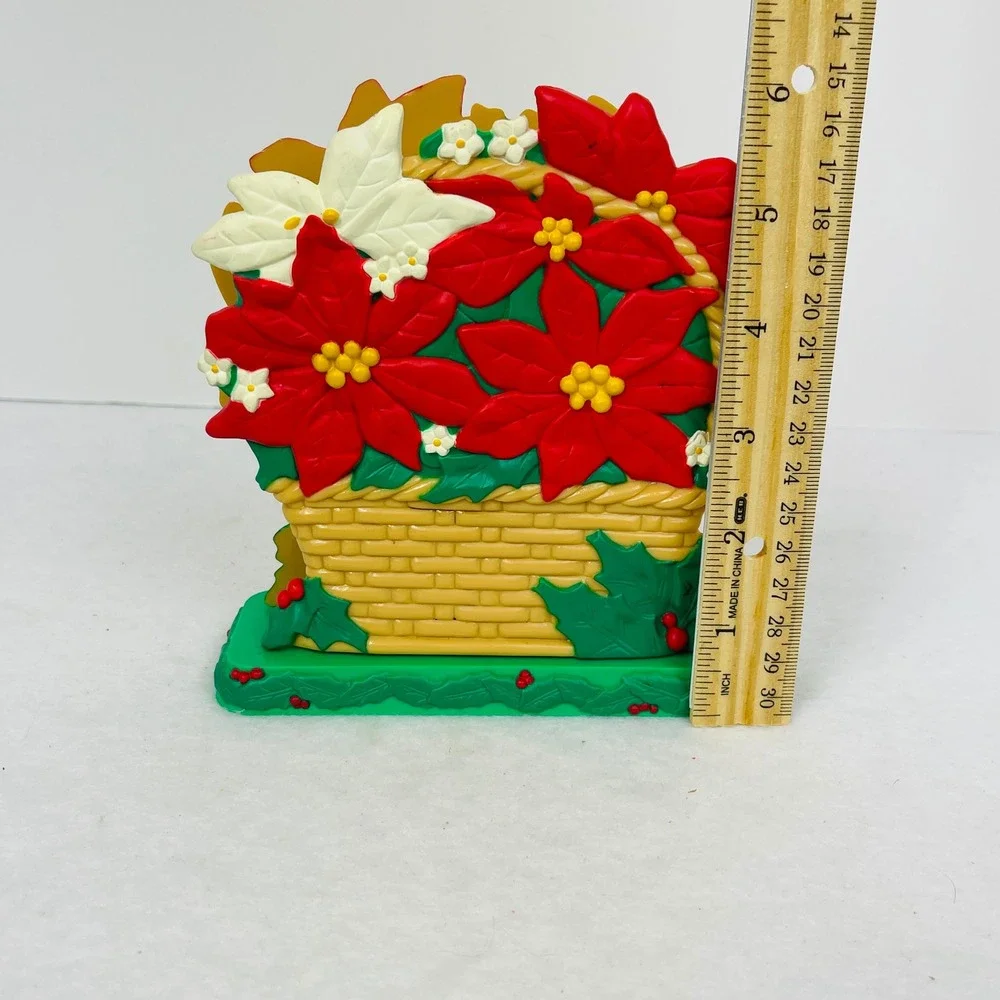 Unbranded Napkin Holder Unisex OS Poinsettia Basket Red Green Christmas Good